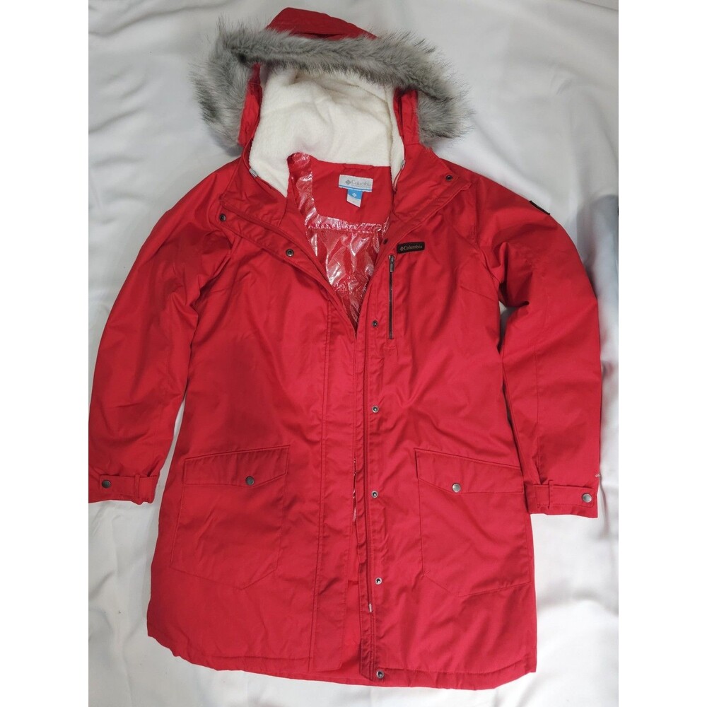 Columbia Suttle Mountain Long Insulated Jacket Womens XL Omni Heat Faux Fur